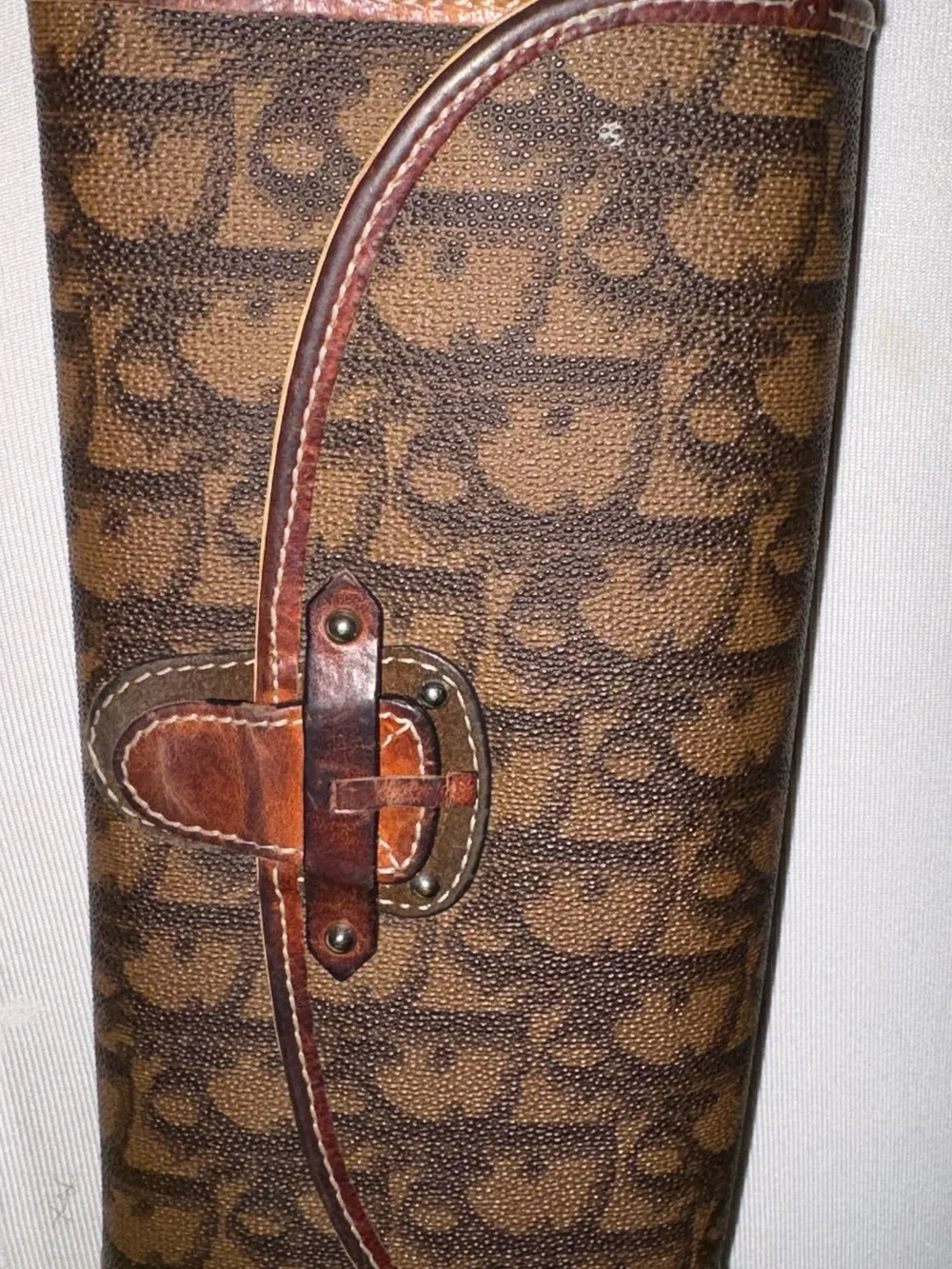 Dior Trotter Canvas Chain Shoulder Wallet Clutch Brown Logo Charm 7450